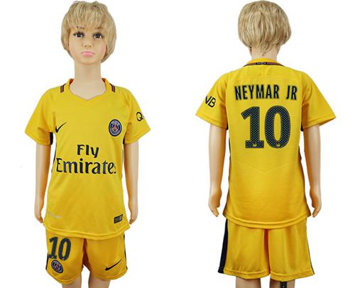 Paris Saint-Germain #10 Neymar Jr Away Kid Soccer Club Jersey - Click Image to Close